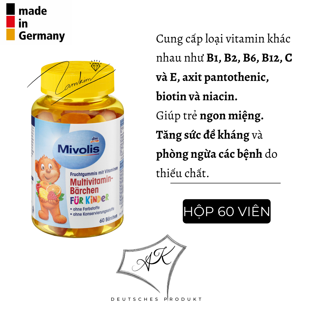 Kẹo gấu Mivolis Multivitamin Barchen Vị Trái Cây - Nội địa Đức - 60 viên