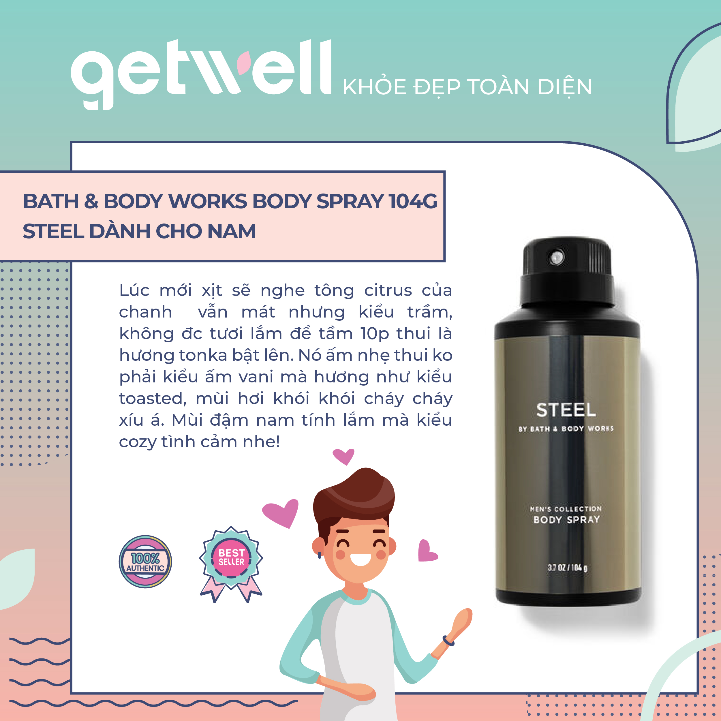 [HCM]STEEL | XỊT THƠM TOÀN THÂN CHO NAM BATH & BODY WORKS BODY DEODORIZING BODY SPRAY