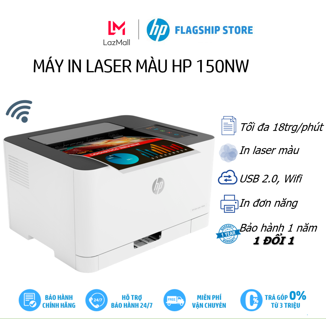 Máy in màu hp color laser 150nw 1y wty-4zb95a – hàng chính hãng