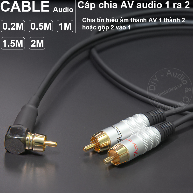 Dây chia av đực ra 2 đực diy 0.2m đến 1m - cáp rca đực ra 2 đực
