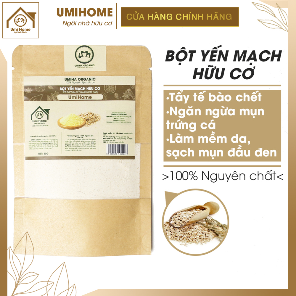 Bột Yến Mạch hữu cơ UMIHOME nguyên chất - Đắp mặt dưỡng da tươi sáng, trắng da, ngừa nám, giảm thâm mụn