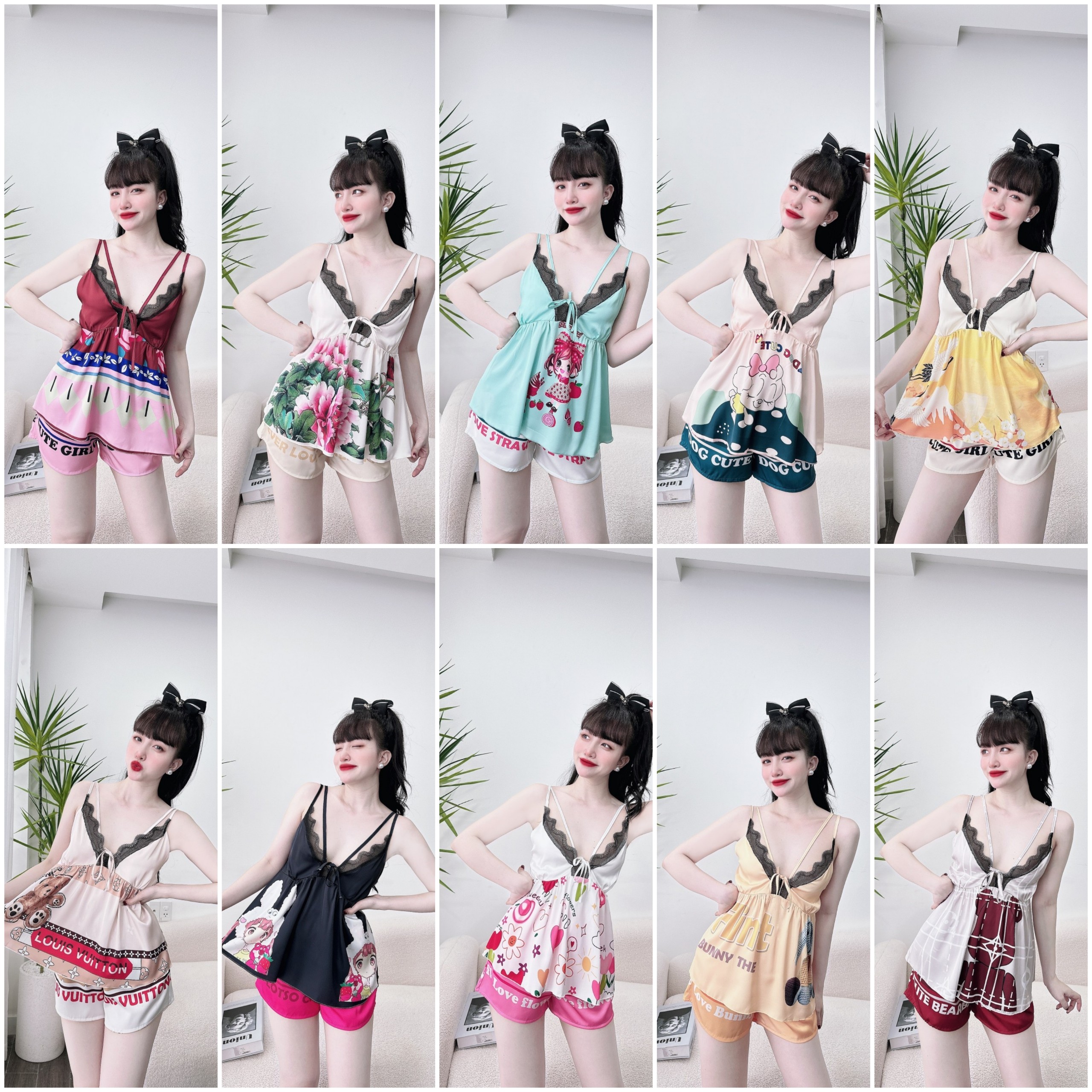 Vn1586- đồ bộ phối ren viền xinh xắn