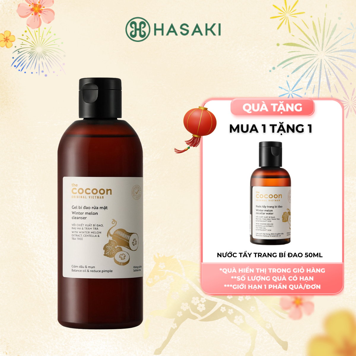   MUA LÀ CÓ QUÀ  Gel Rửa Mặt Bí Đao Cocoon Làm Giảm Dầu & Mụn Winter Melon Cleanser Hasaki Sản Phẩm Chính Hãng 