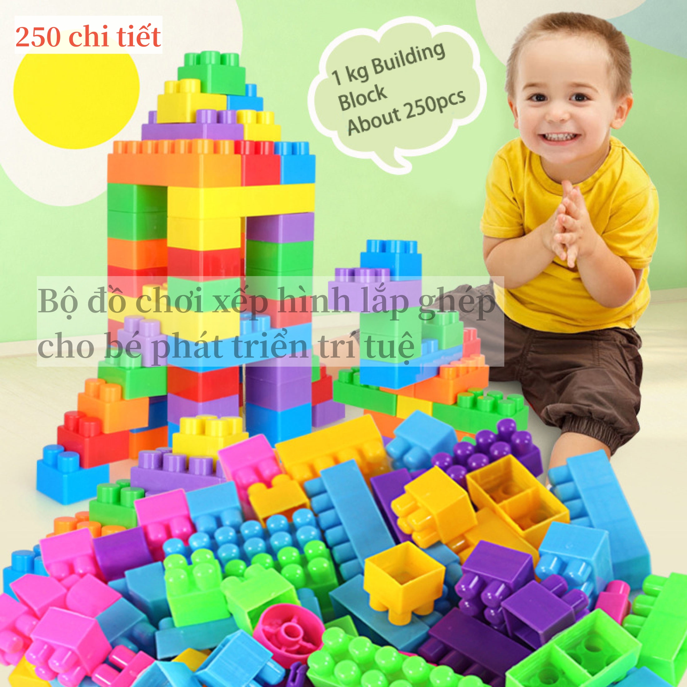 Đồ chơi xếp hình túi 250 chi tiết cho trẻ em đồ chơi lắp ráp nhiều màu sắc giúp trẻ phát triển tư duy sáng tạo