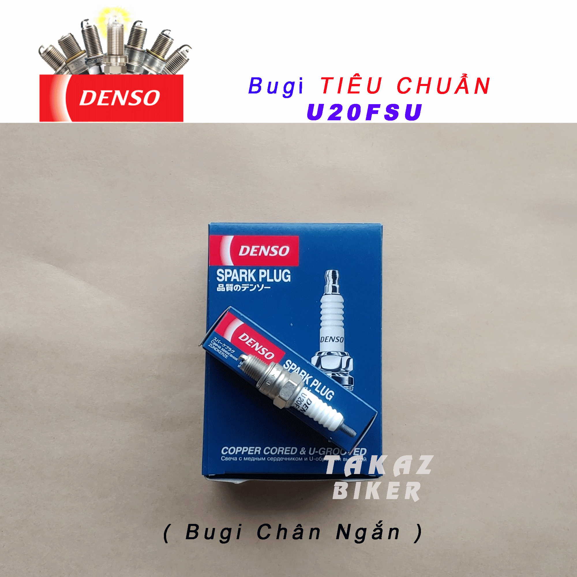 Bugi denso tiêu chuẩn u20fsu chân ngắn : cup 50 70 90 dream - wave 100 wave zx future 110 sirius jupiter