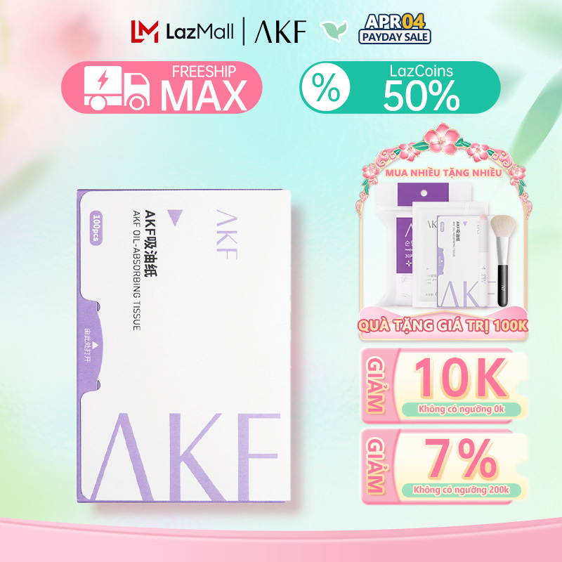 【AKF 1pack=100pcs xách tay hút dầu mặt giấy kiểm soát dầu ướt khăn lau mặt trung tính làm sạch lỗ chân lông