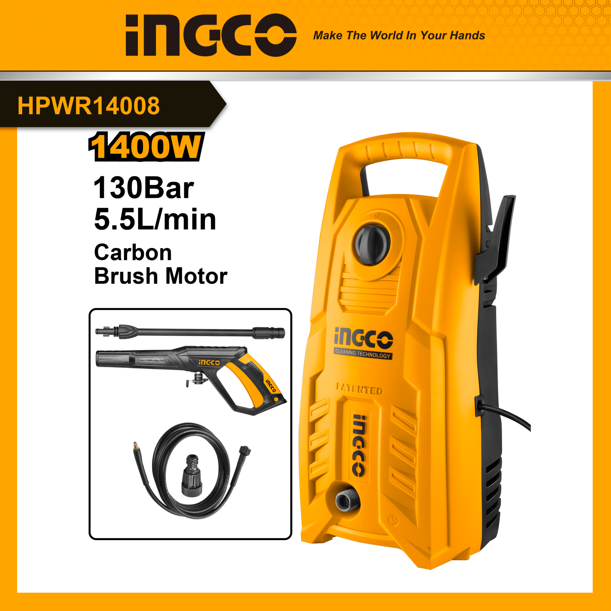 INGCO HPWR14008 Máy rửa xe 1400W