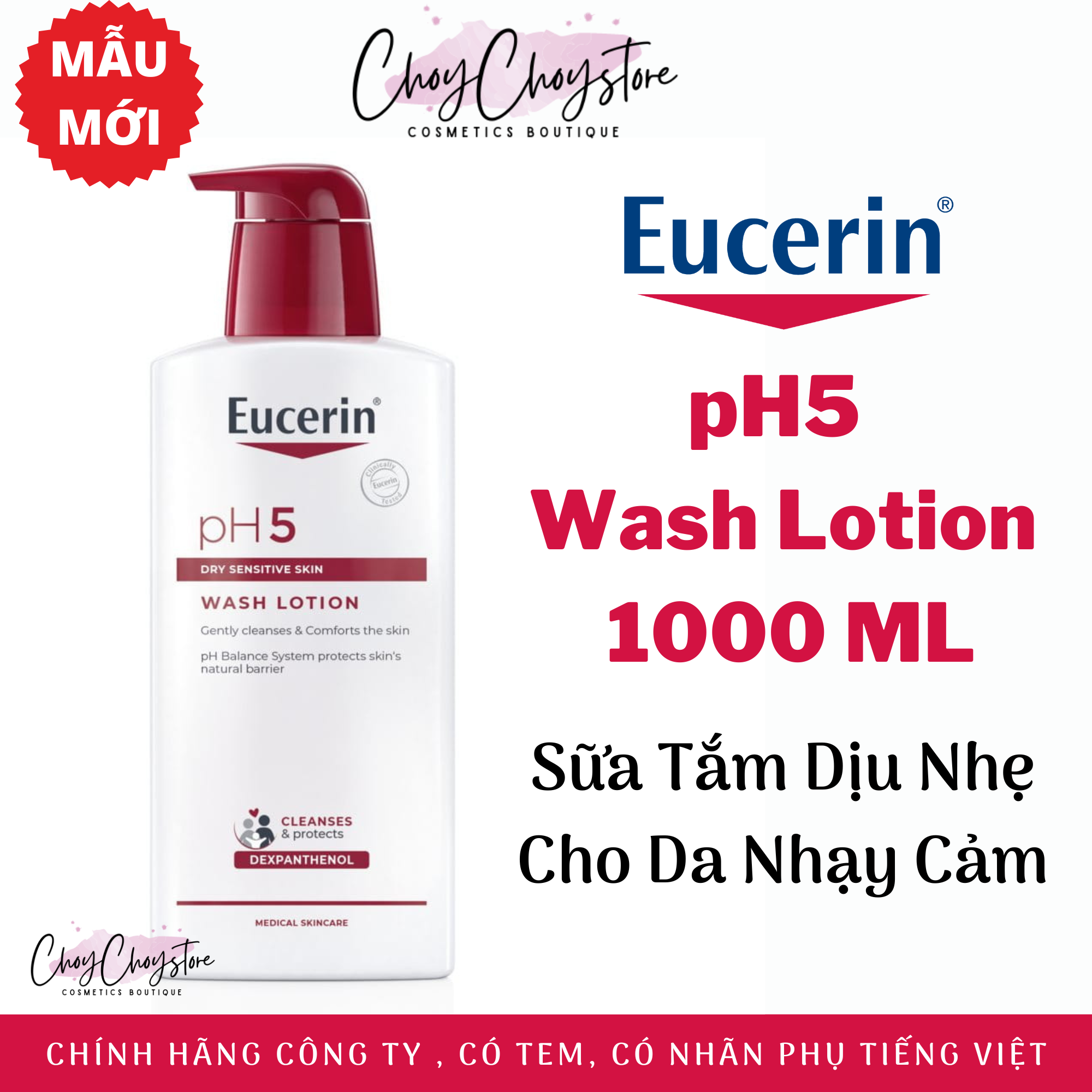 Sữa Tắm Eucerin pH5 Washlotion 1000mL (có mùi nắp đỏ)