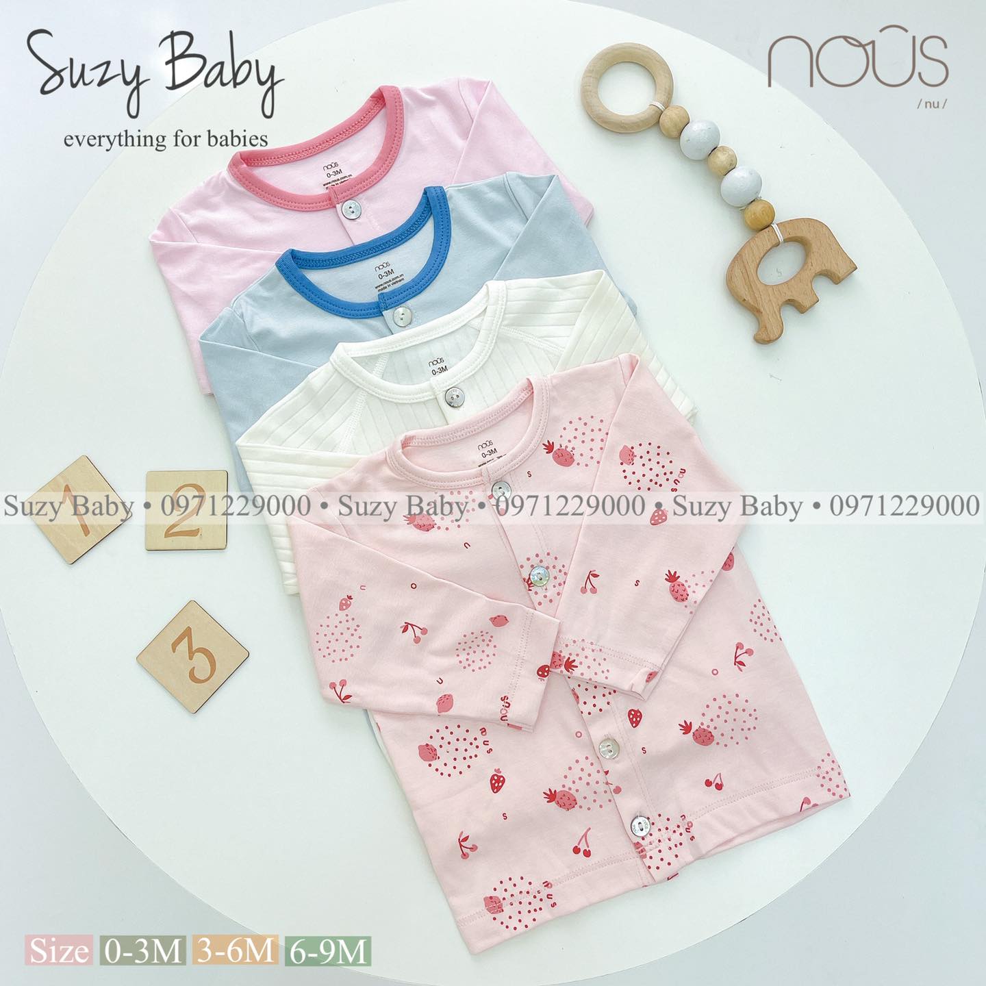 Bộ nous dài tay petit cho bé size 0m đến 9m