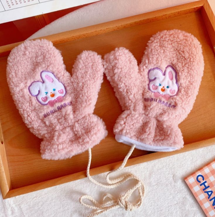 Bao tay nữ xinh xắn bằng nhung lông dày giữ ấm đi xe siêu tốt hình gấu thỏ dễ thương - 2