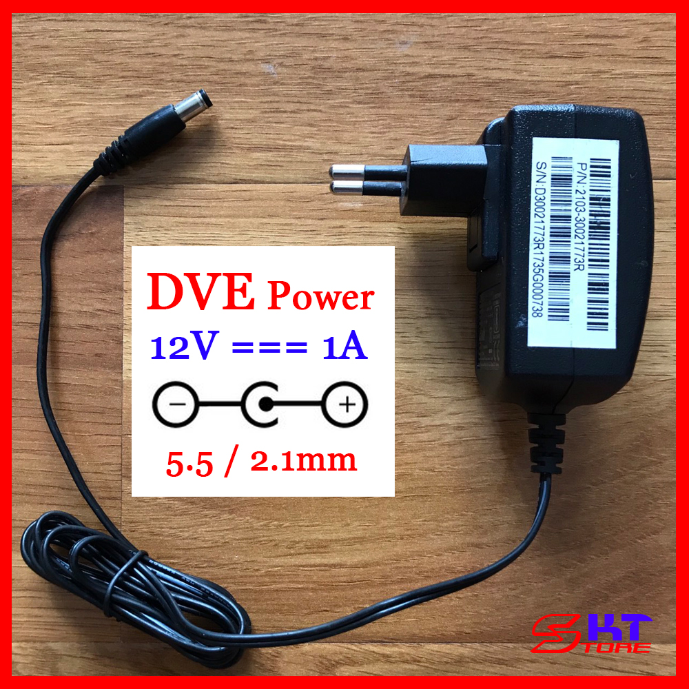 Nguồn Adapter DVE 12V 1A Chuẩn 5.5 / 2.1mm - Hàng Chính hãng