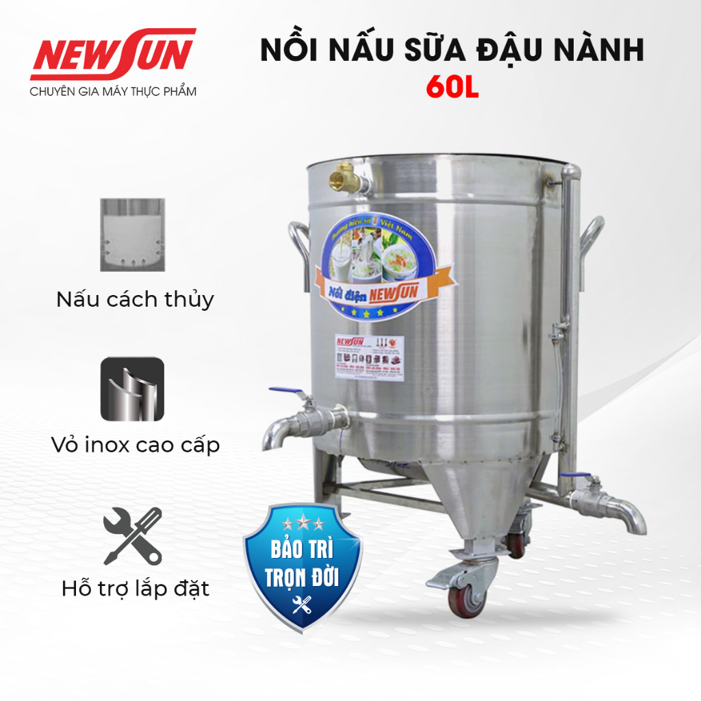 Nồi Nấu Sữa Đậu Nành Công Nghiệp NEWSUN 60L - Hàng Chính Hãng - Nấu Sữa Thơm Ngon