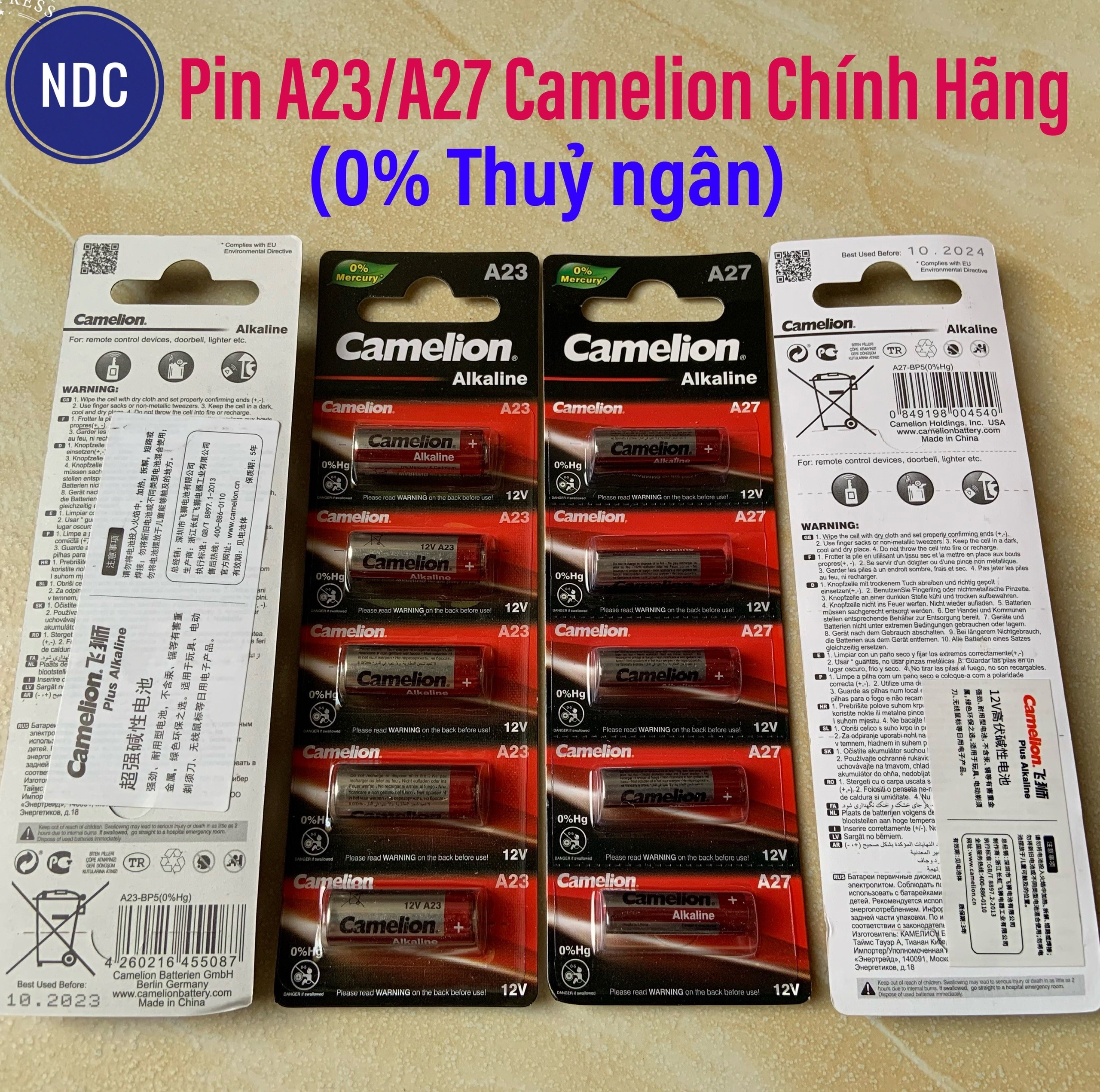 Pin 12V A23/A27 Camelion (ChínhHãng-CóTemPhụ) Cho Chuông Cửa, Điều Khiển Cửa Cuốn, Thiết Bị Chống Trộm