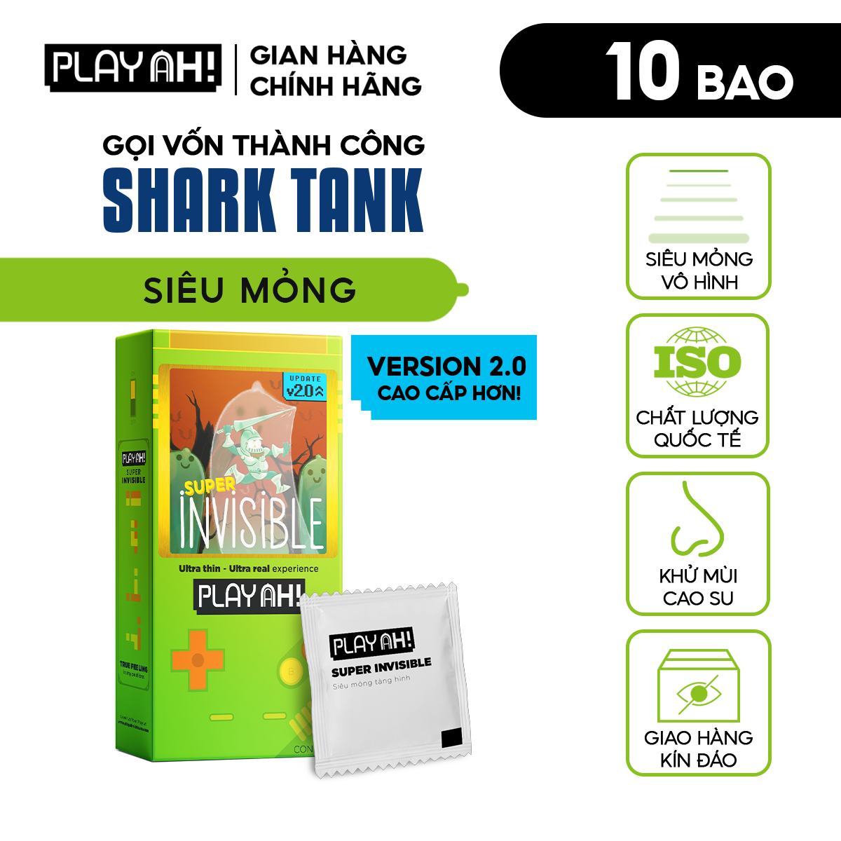 Bao Cao Su PLAYAH Super Invisible Siêu Mỏng Hộp 3/10