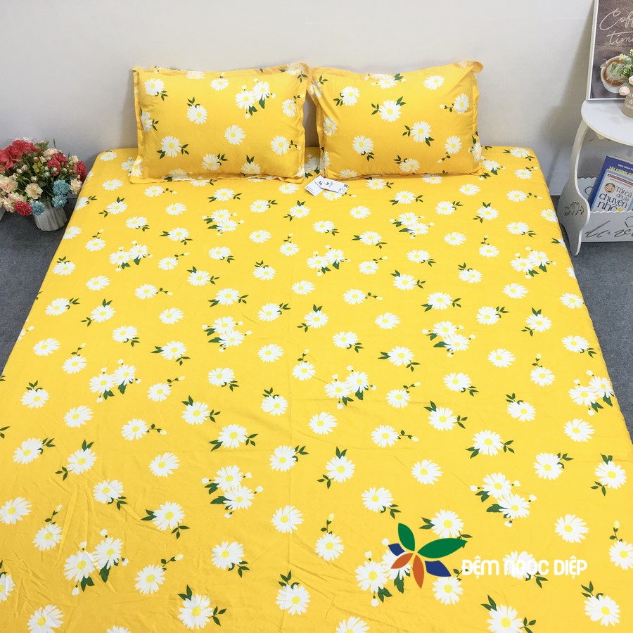 Bộ ga gối poly cotton mẫu hoa nhí vàng
