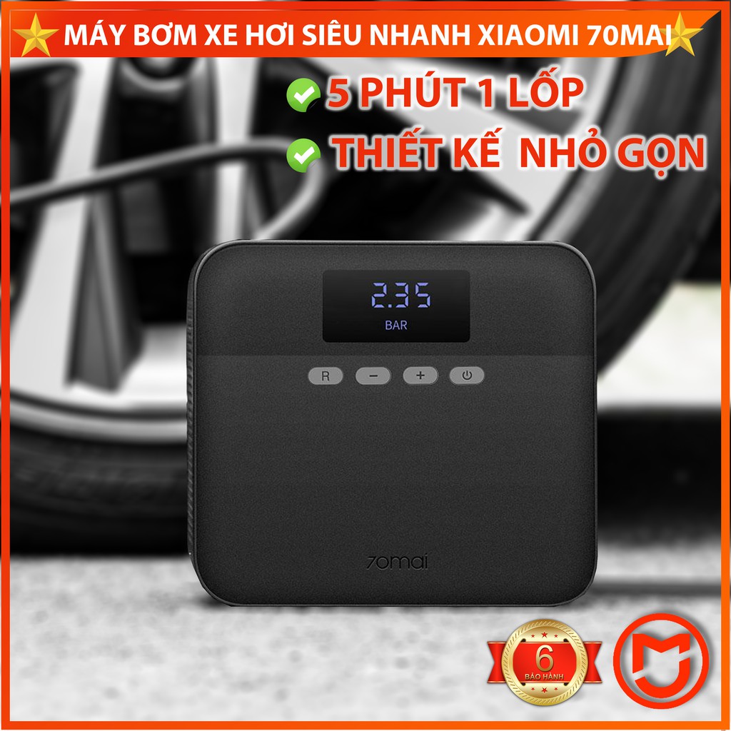 ✅[CHÍNH HÃNG]Máy bơm lốp ô tô mini 70Mai, Máy bơm xe hơi mini 70Mai TP-03, Áp lực 11bar, bơm siêu nhanh.