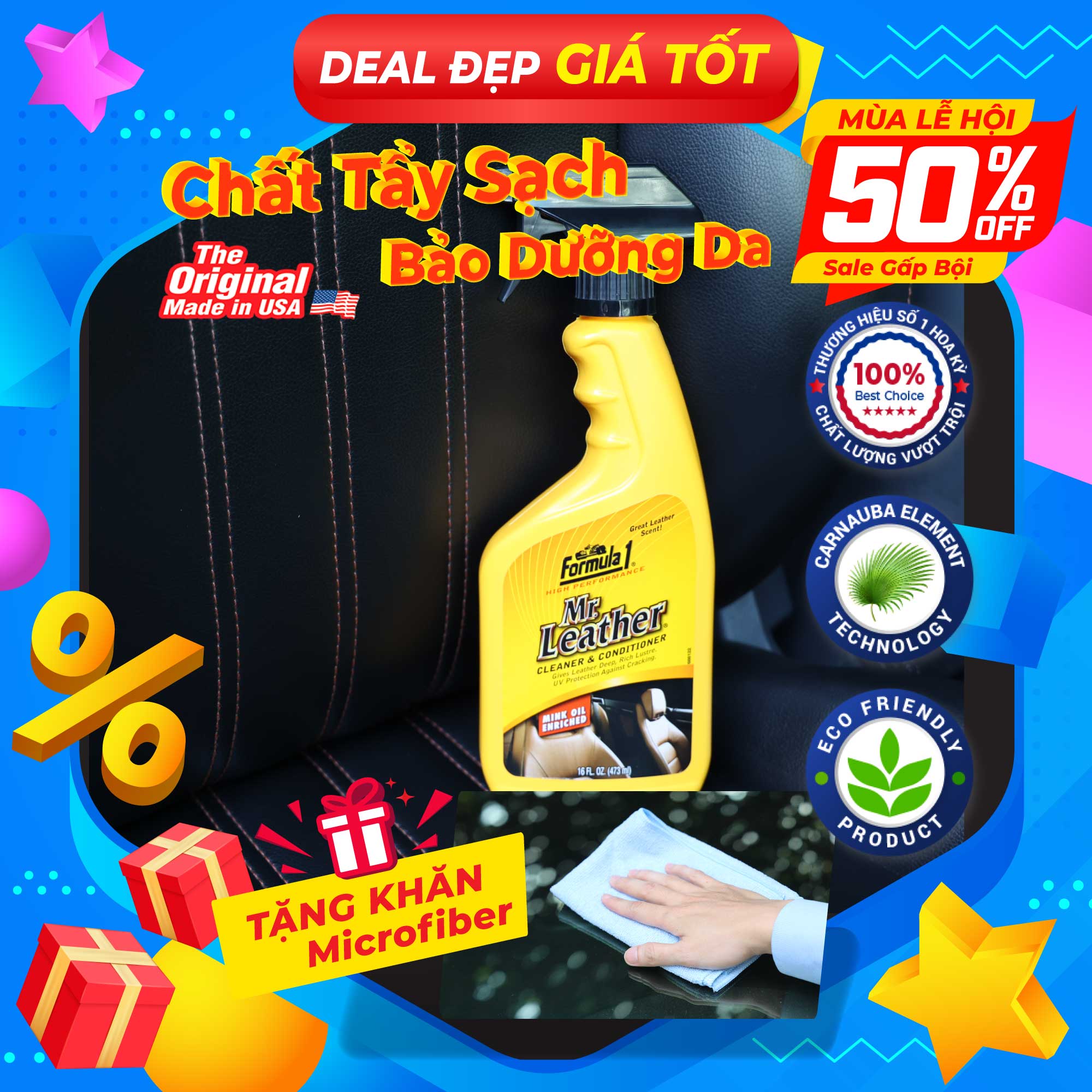 Chất tẩy sạch bảo dưỡng bề mặt da dạng xịt formula 1 615163 473ml - nhập khẩu chính hãng
