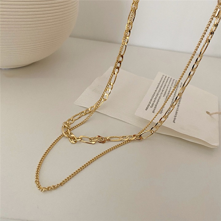 Choker dây chuyền vòng cổ xích dẹo hai vòng basic - vani store