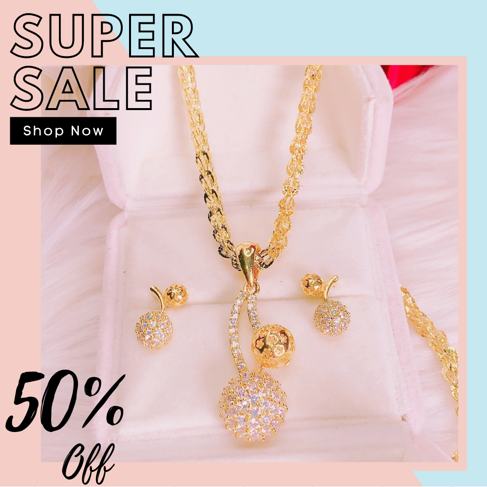 Bộ trang sức vàng 18k GADO S02DM021B027, bộ trang sức nữ đẹp đá pha lê sáng siêu lấp lánh lung linh thiết kế sang trọng quý tộc đẳng cấp - dùng đi tiệc cực kì