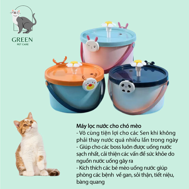 Máy bơm nước cho chó mèo tự động - Dung tích 2.4L