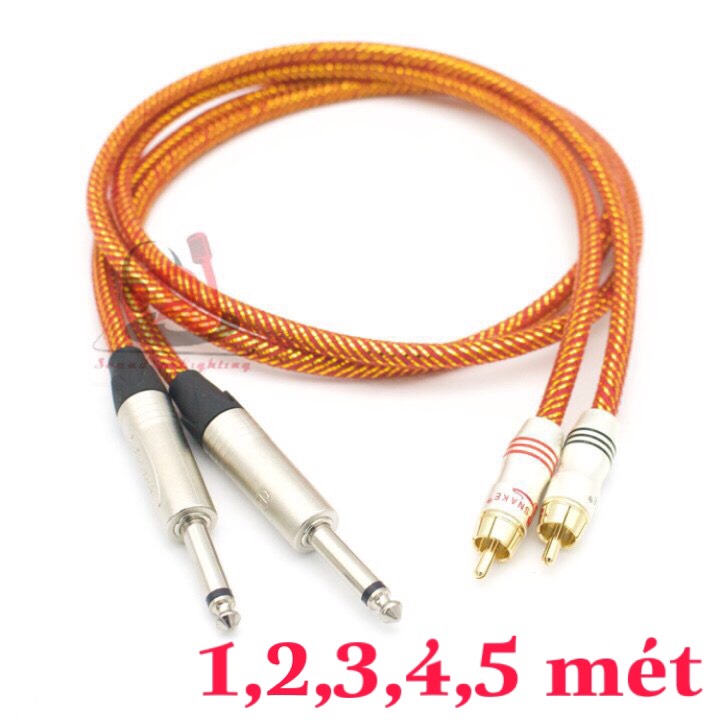 Dây tín hiệu giắc 6ly chuyển av 02 dây, jack 6mm, Jack RCA, Dây AV 1 đầu Dây tín hiệu RCA Dây tín hiệu rắc 6 ly sang rắc hoa sen