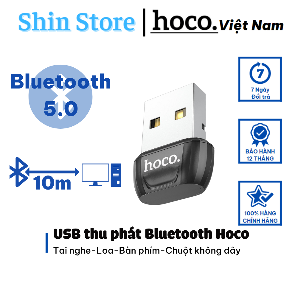 USB Hoco UA18 thu sóng Bluetooth 5.0 dành cho máy tính bàn, Laptop, nhỏ gọn, tiện lợi - Shin Store