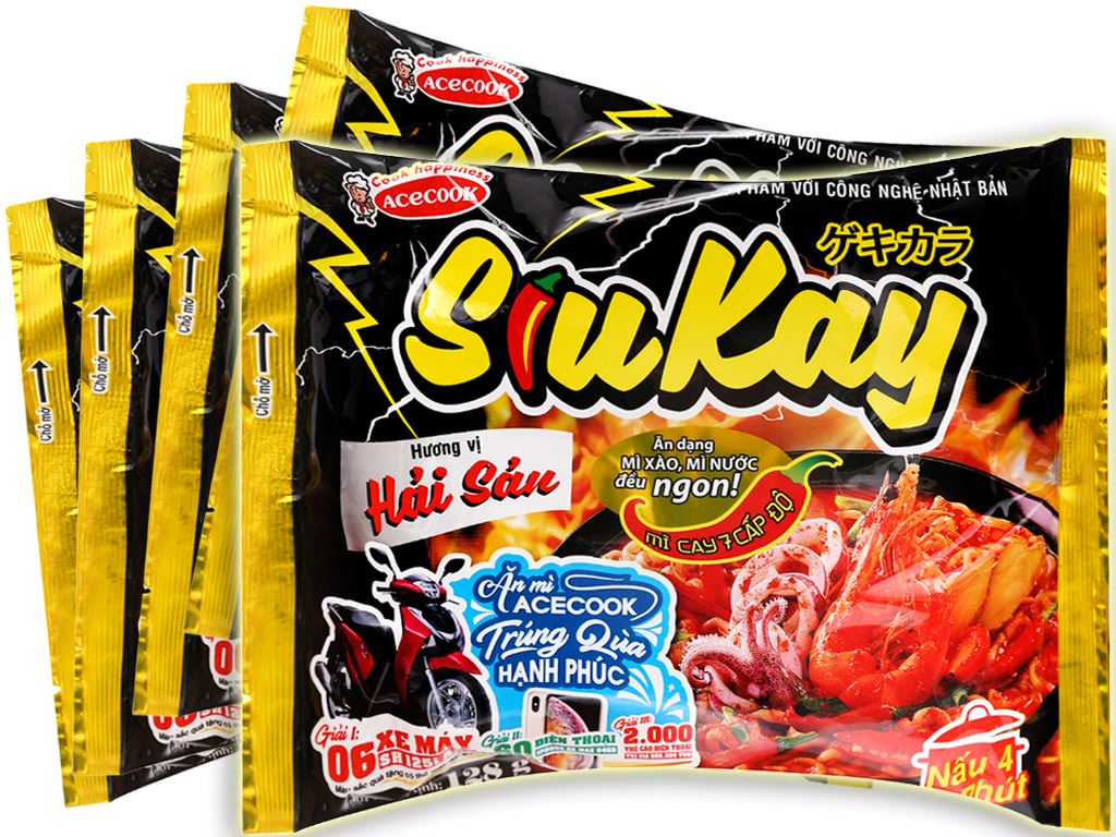 Combo 5 gói mì cay siukay acecook hải sản 128g