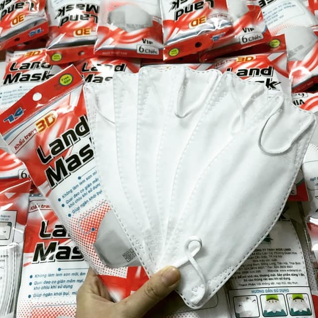 1 Túi 6 chiếc khẩu trang LANDMASK 3D 4 lớp kháng khuẩn KF94, xuất Hàn Quốc (MẦU TRẮNG)