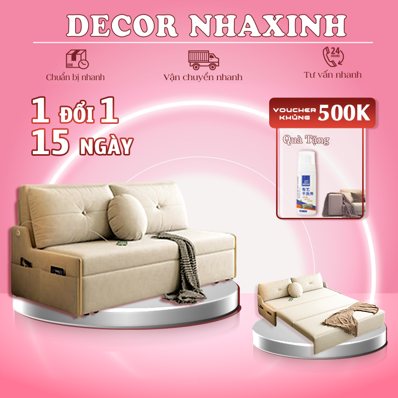 {DEAL_HOT} Giường Sofa Thông Minh, Giường Xếp Gấp Gọn, Giường Ngủ Thông Minh, Sofa Giường Đa Năng Khung Thép Chịu Tải Cao Tặng Kèm Gối