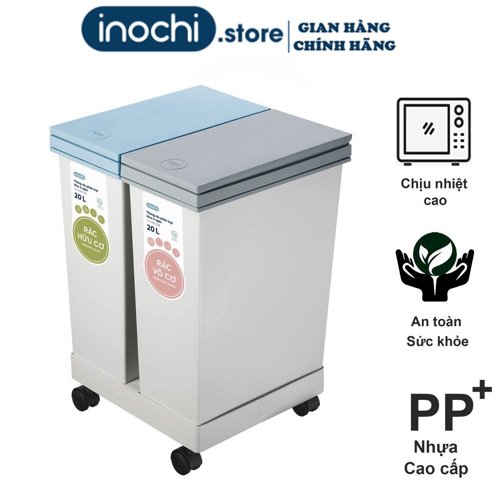 Thùng rác thông minh, Thùng đưng rác, Thùng đựng rác văn phòng, Thùng đựng rác phòng khách, Thùng rác phân loại, HIRO INOCHI 2 Ngăn bấm nút tự động mở nắp phân loại rác cho phòng khách, phòng ngủ,vệ sinh RAPL.002