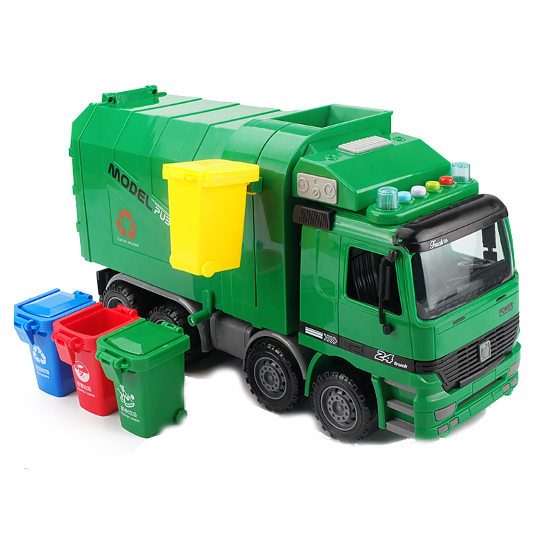 Xe chở rác cỡ lớn bằng nhựa cao cấp có âm thanh và đèn kèm 3 thùng rác mini