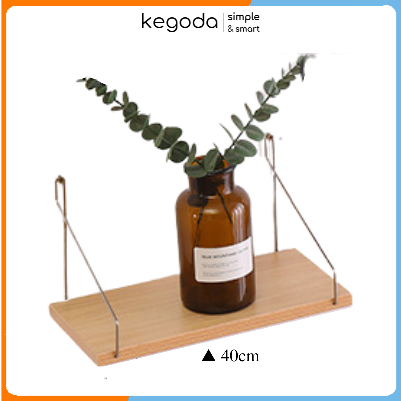 Kệ gỗ trang trí treo tường không cần khoan kegoda, kích thước ngang 40cm x sâu 15cm x dày 1,7cm, nhiều màu