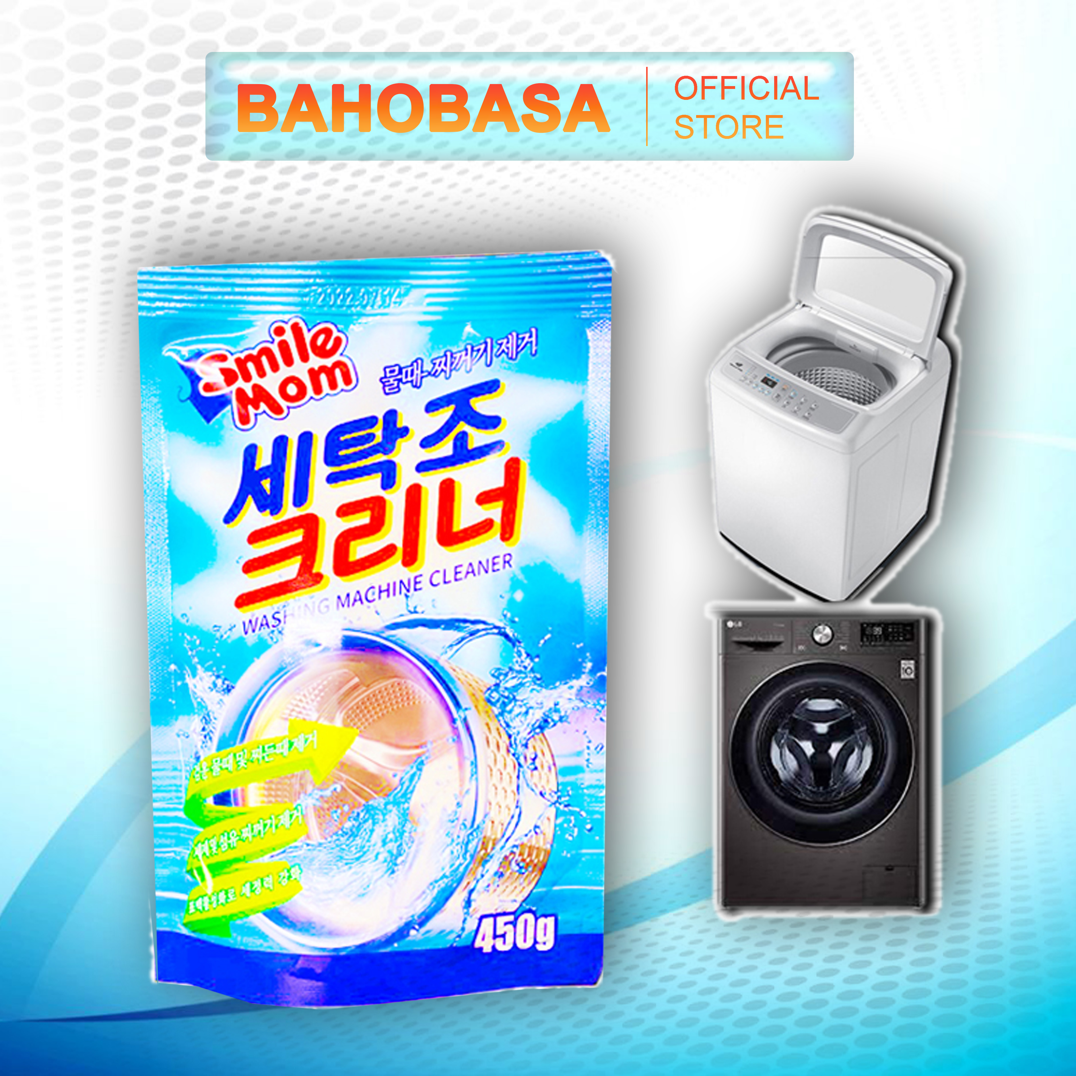 Bột vệ sinh máy giặt Hàn Quốc sát khuẩn khử mùi an toàn cho gia đình 450g BAHOBASA