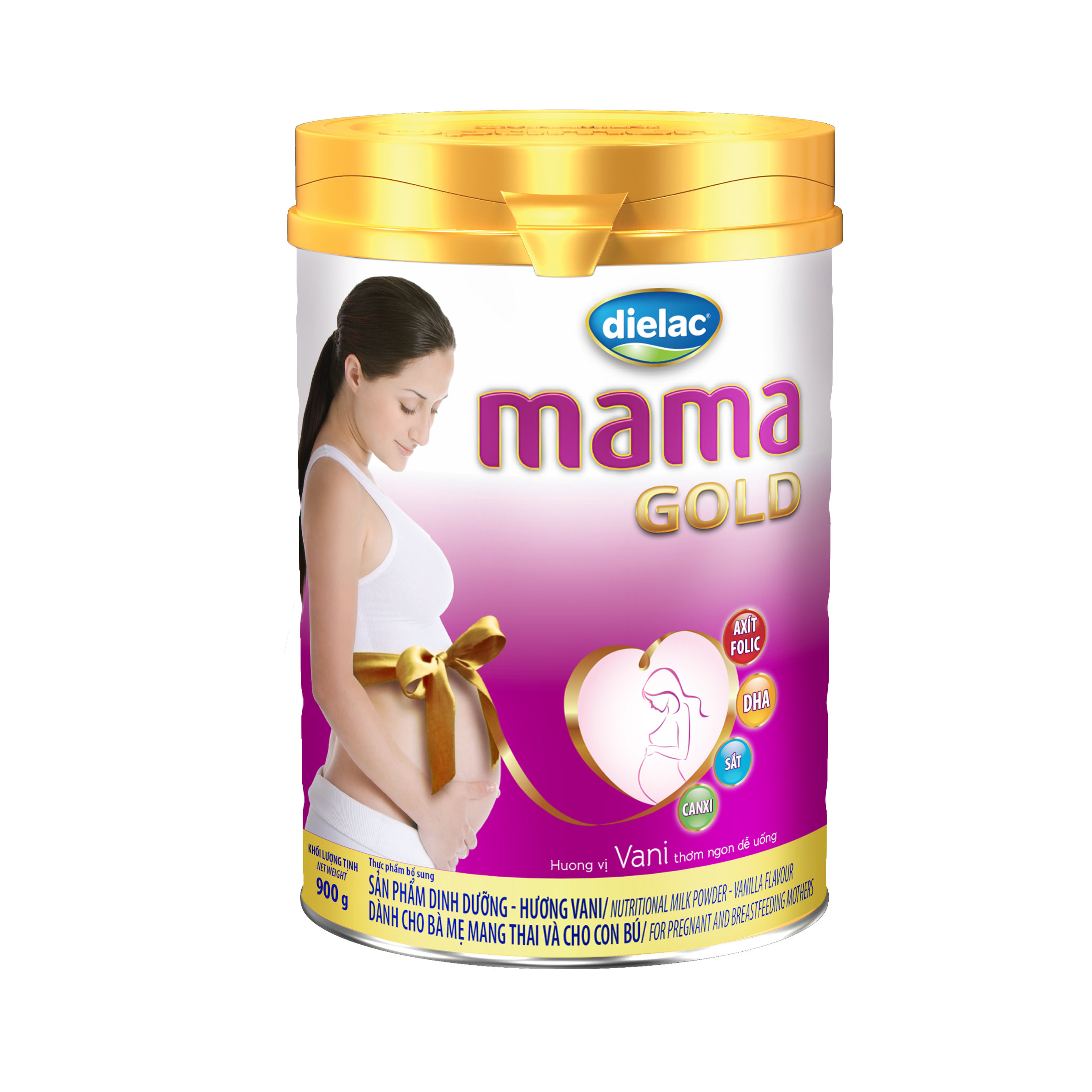 Hộp Sữa bột dành cho bà bầu Vinamilk Dielac Mama Gold- Hộp thiếc 900g Hương Vani (Sữa tốt - Mẹ khỏe bé thông minh)