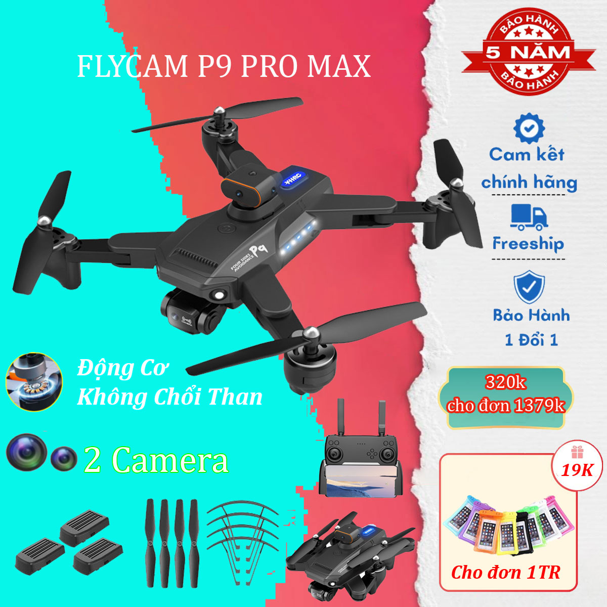 Máy bay không người lái P9 Pro MAX, flycam có camera 4k giá rẻ, fly cam mini, flycam chính hãng động