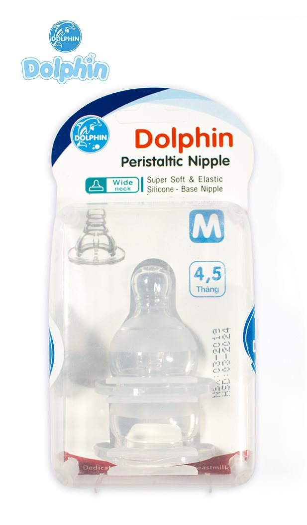 Núm vỉ silicone siêu mềm cổ rộng dolphin - size s/m/l/y