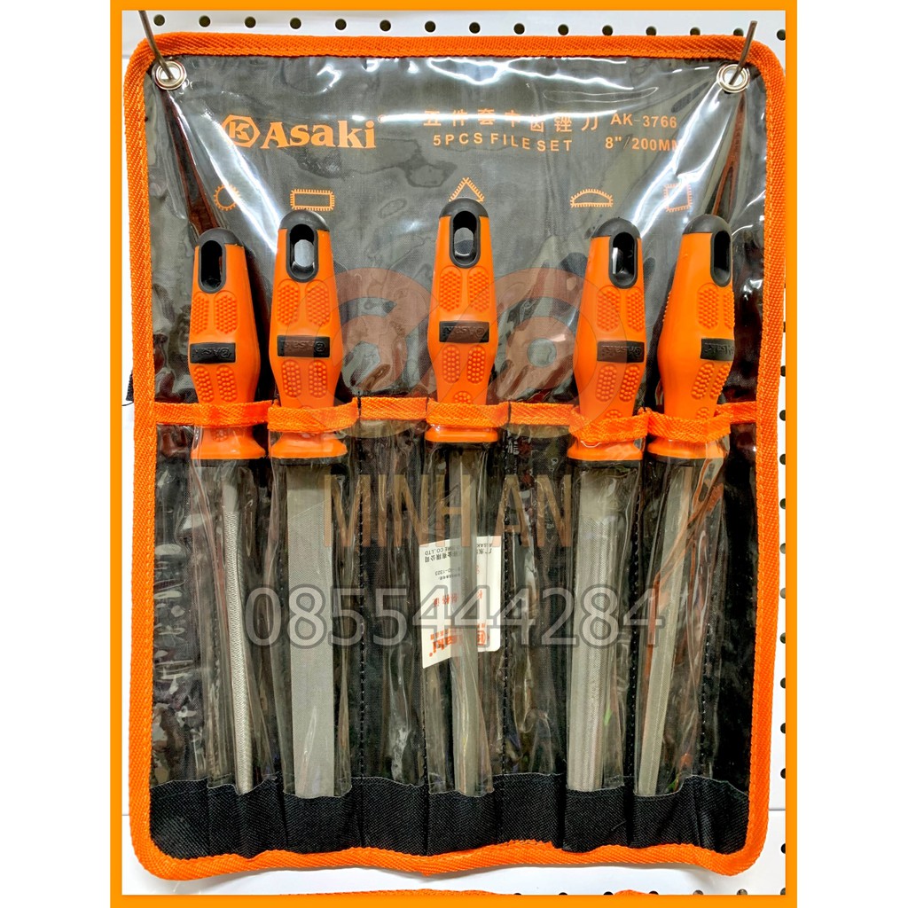 Bộ giũa sắt 8"/200mm 5 chi tiết asaki ak-3766