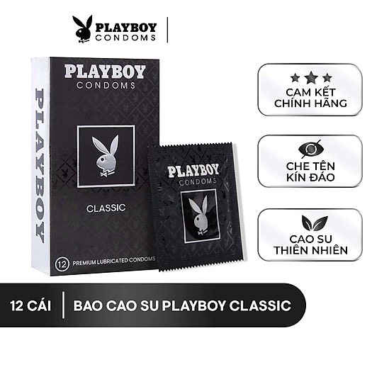 Bao cao su playboy classic ôm khít kéo dài thời gian hộp 12 cái - chính hãng