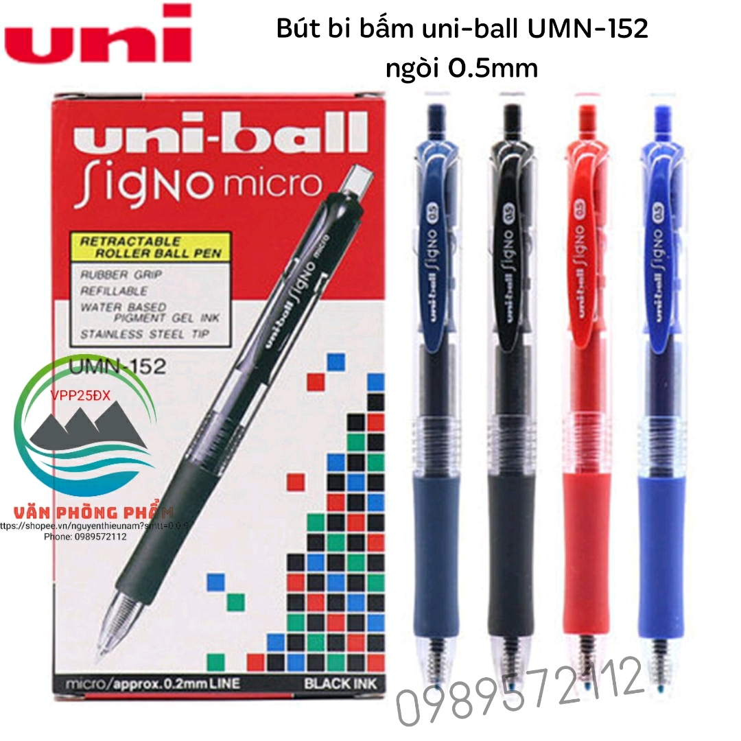 Bút uni-ball signo umn-152.bút bi nước bấm 0.5mm.