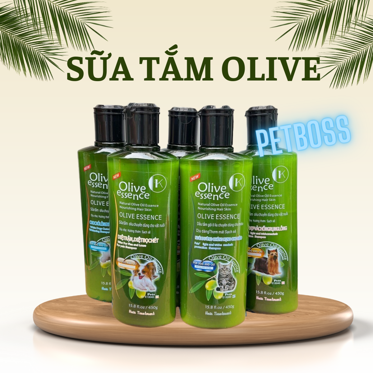 Sữa tắm olive essence cho thú cưng chai 450ml