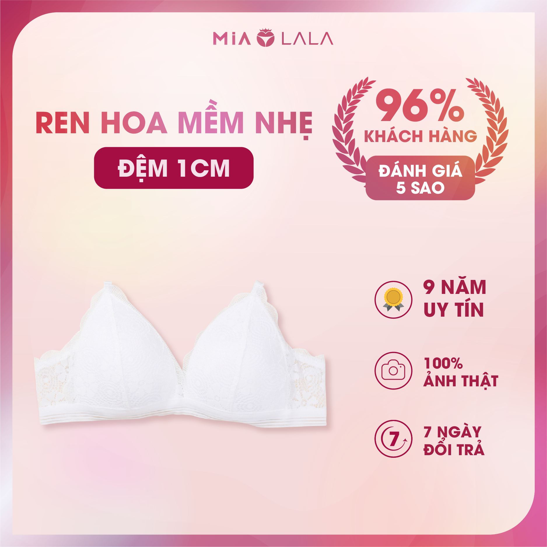 Áo lót bralette không gọng đệm mỏng điệu đà ren hoa MiaLala 0215 NA3220215