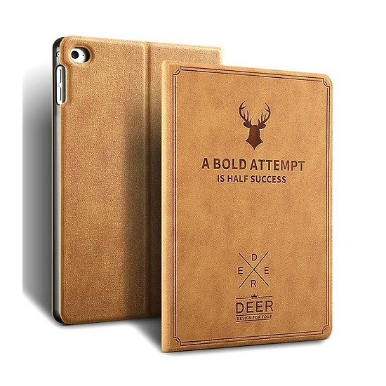 Ốp Ipad, Bao da Ipad cao cấp IBOA logo đầu hươu cực hot màu nâu vàng ( đủ dòng)