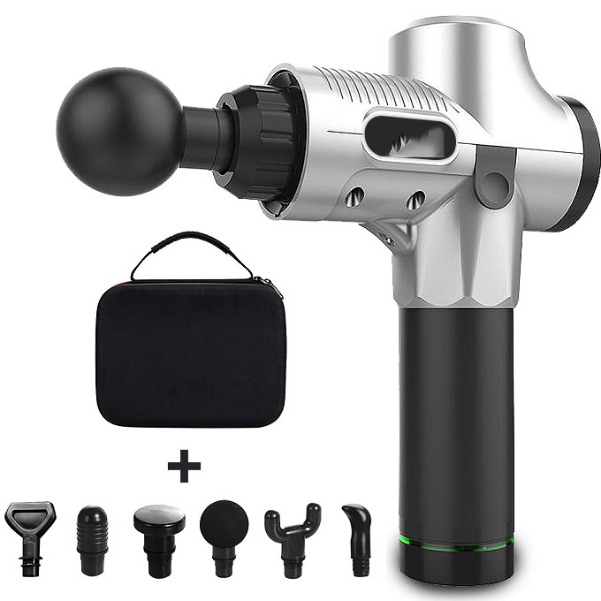 MÁY MASSAGE FASCIAL GUN 8 đầu massage  sử dụng cho vùng cổ, vai, đùi, bụng, tay, chân. 6 tốc độ áp lực giúp giảm đau cơ tích tụ axit lactic, tăng tuần hoàn lưu thông máu, đánh tan mỡ, xua tan mệt mỏi đau nhức