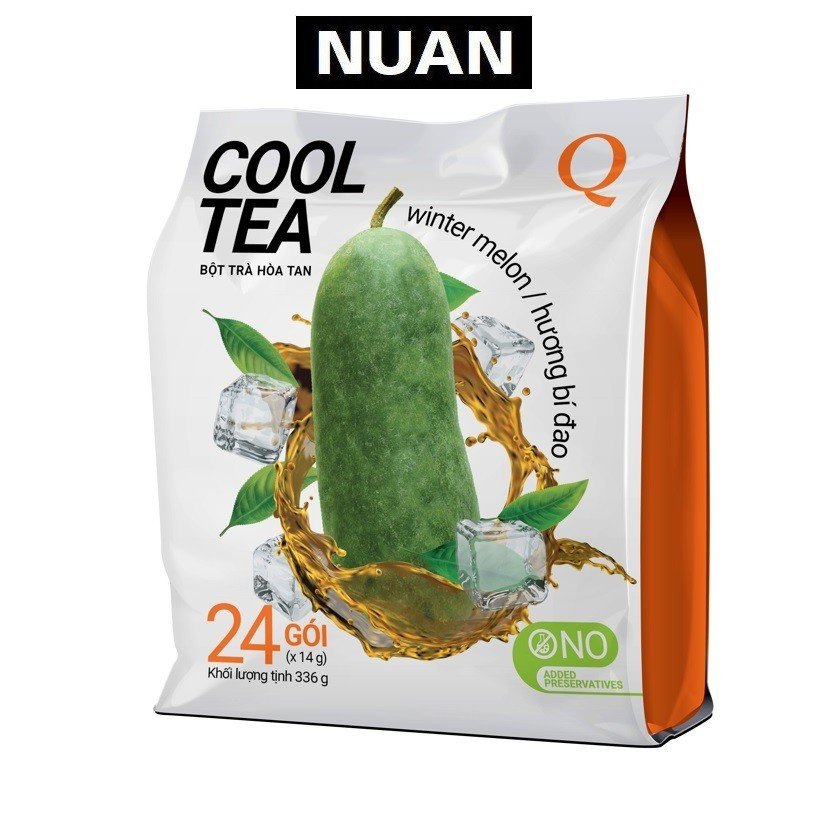 Bột trà hòa tan cool tea trần quang NUAN hương me, chanh, cam, chanh muối, bí đao, dâu, thảo mộc bịch 336g 24 gói x 14g