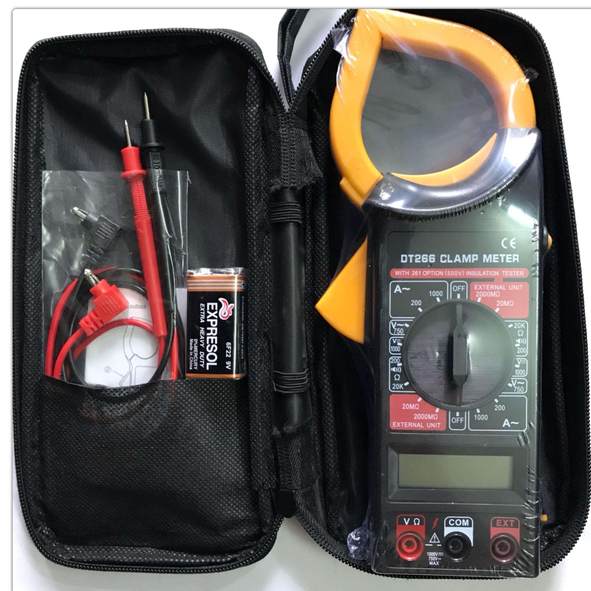 AMPE Kìm, kẹp vạn năng kỹ thuật số đo điện DT 266 - Tặng kèm pin vuông 9V ( su su shop)