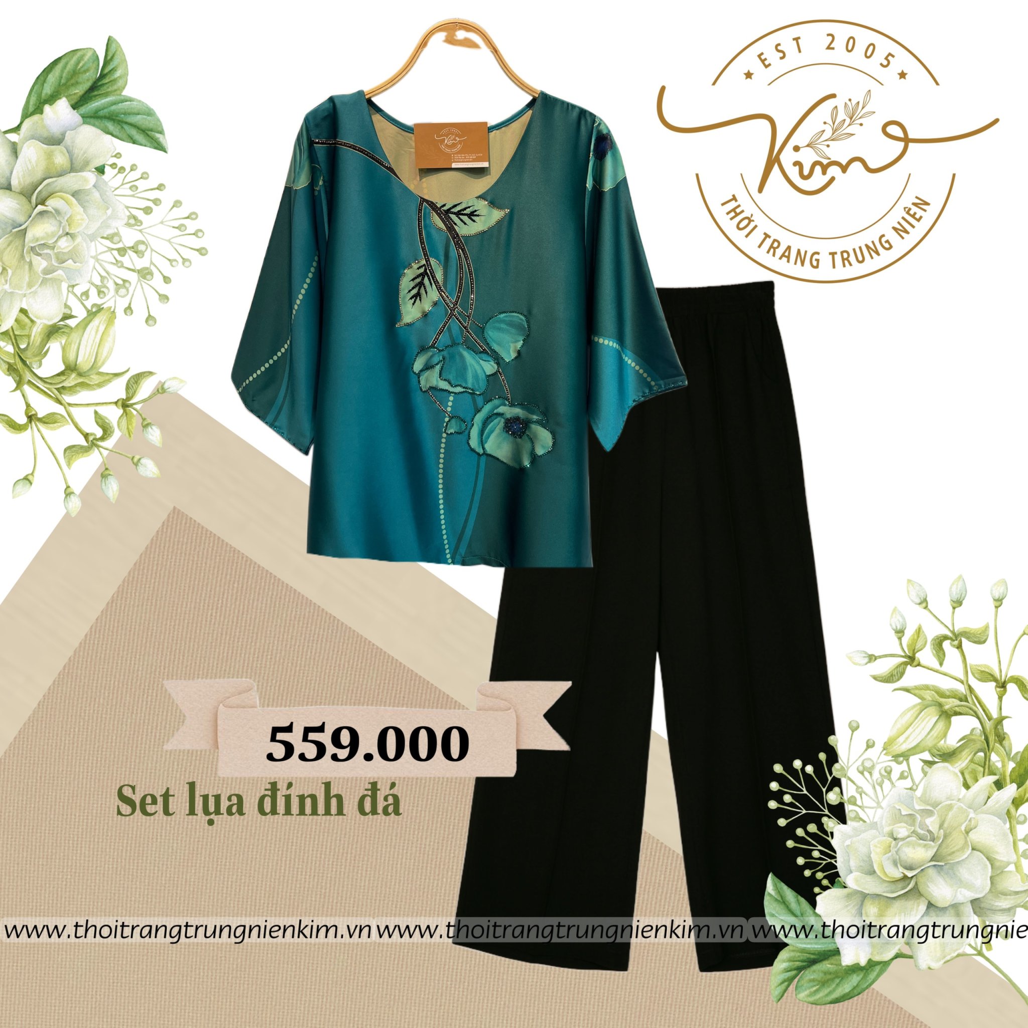 Áo lụa đính đá sang trọng