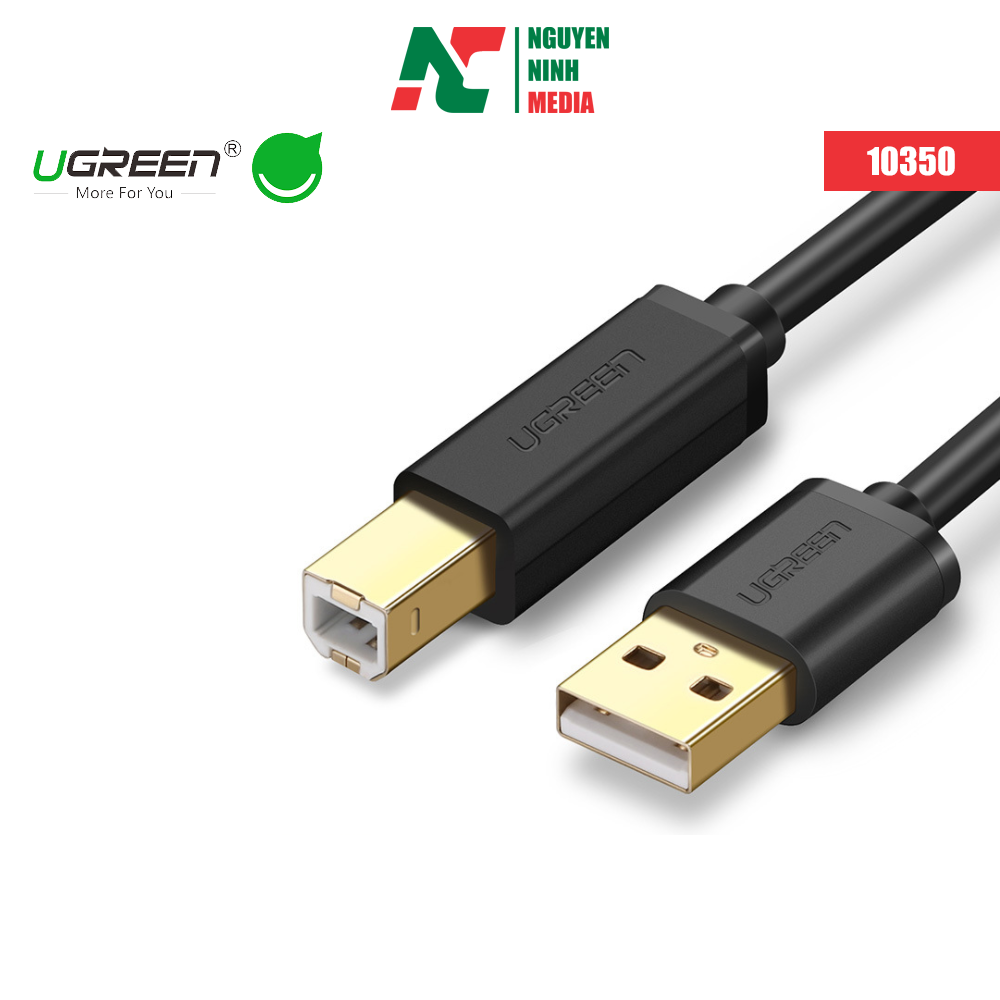 Dây máy in mạ au usb 2.0 chuẩn a đực sang chuẩn b đực dài 1.5m 3m ugreen 10350 10351 - hàng chính hãng