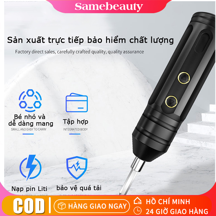 Bộ tua vít điện mini 3.7v tua vít điện không dây thông minh tay cầm sạc usb với bộ khoan 2 bit 10 bit