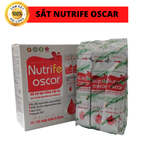 Sắt Nutrife Oscar - Bổ sung sắt, acid folic cho cơ thể, hỗ trợ tạo hồng cầu, phòng ngừa thiếu máu do thiếu sắt - Hộp 16 gói