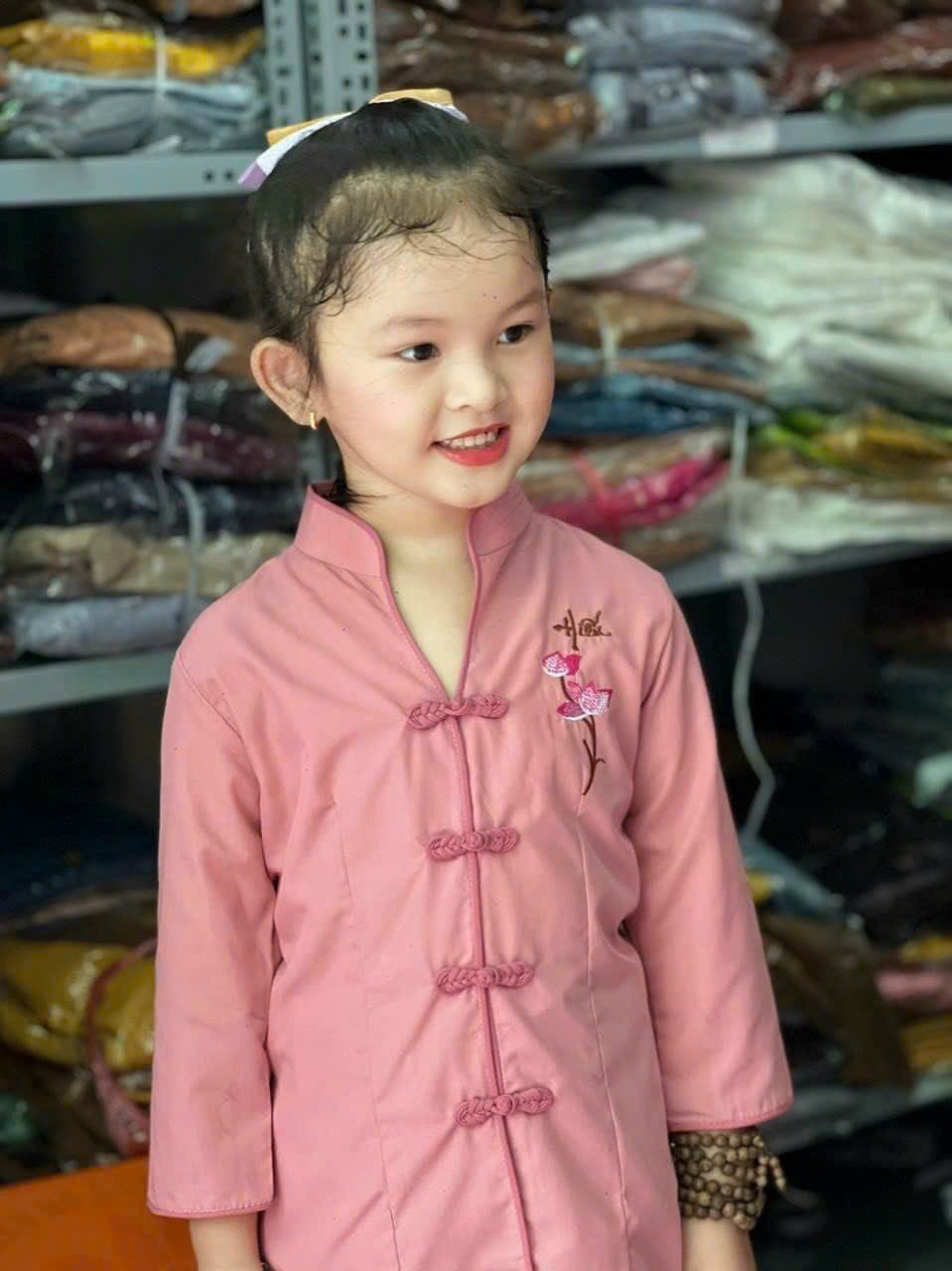 Đồ lam đi chùa giá rẻ dành cho bé gái vải kate
